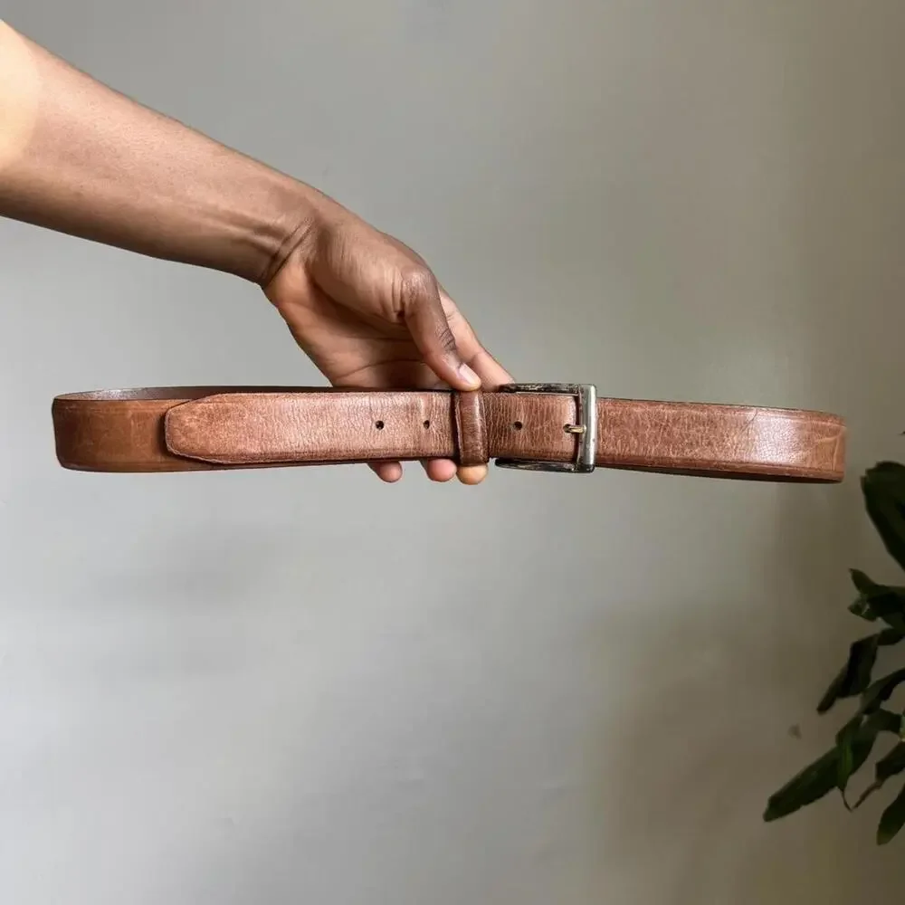 Vintage tan genuine‎ leather belt size 38/95